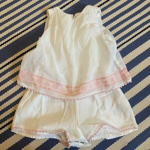 White Sleeveless Top and Shorts Set